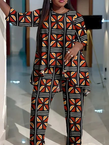 Plus-size Chic Geometric Set