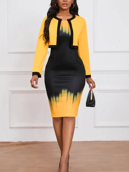 Two-Piece Power: Dress & Matching Jacket Set