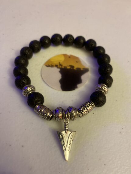 Unleash Your Inner Warrior with this Lava Stone Arrowhead Bracelet!