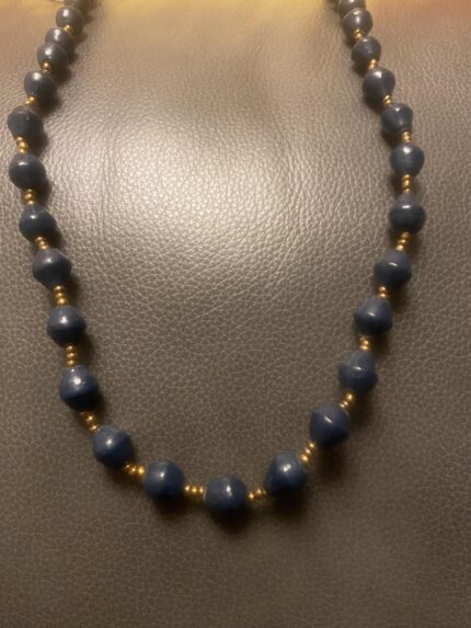 Ocean Depths & Golden Sands: A Captivating Beaded Necklace