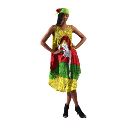 Rasta Print Umbrella Dress